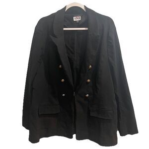 Lane The Bryant Black Double Breasted Gold Button Captain's Blazer 28 Military